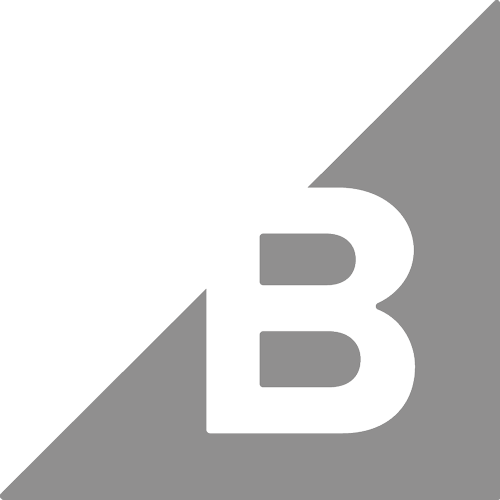 Grey 'B' logo on a green and navy background